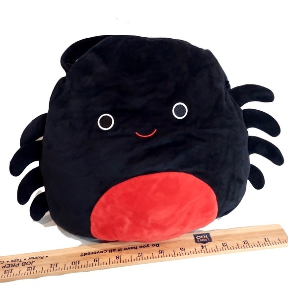 Squishmallows Bella Spider Plushie Halloween Treat Pail in Red & Black w/ Handle - Picture 7 of 8